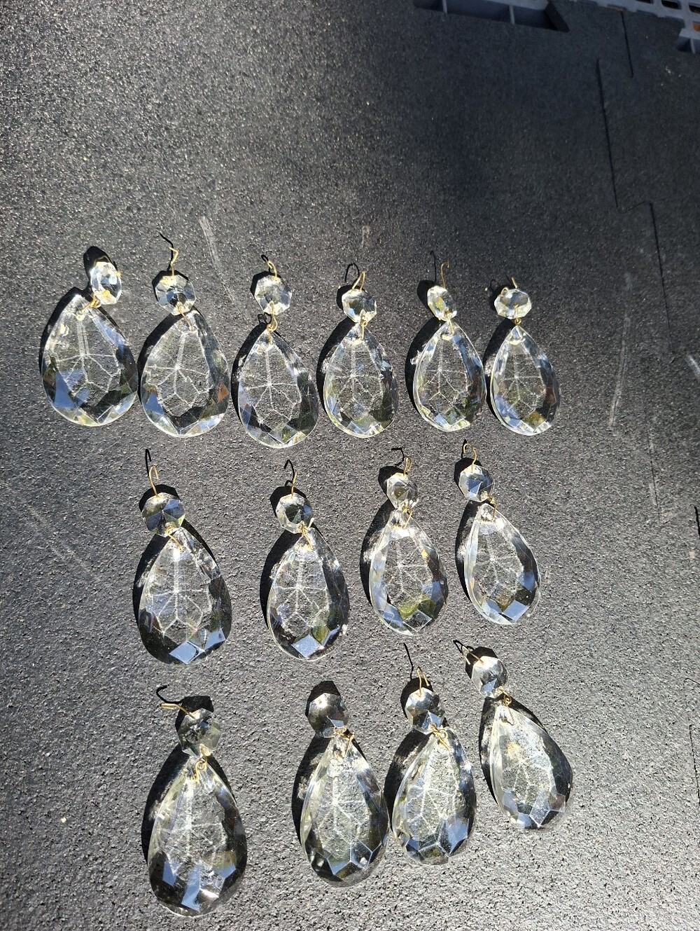 Vintage Faceted Crystal Chandelier Pendant Drop Lustre Pampille Teardrop Prism